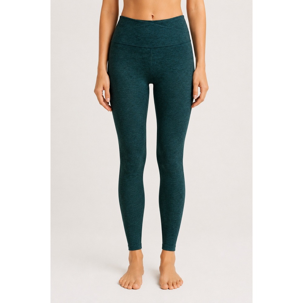 Interval Leggings Womens Medium Teal Space Dye Crossover High Waist Flattering